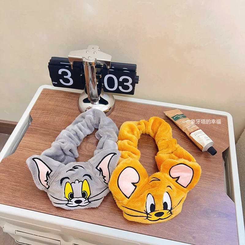 Lovely Tom and Jerry Hair Band Cartoon Anime Headband Tom and Jerry Cat Mouse Put on Makeup Wash Face Headband Girl