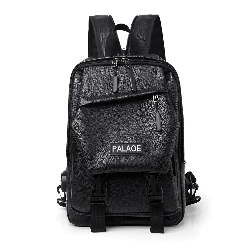 Mini Men\'s Backpack Fashion Small Man Multifunction Chest Bag Schoolbag Travel Backpacks Male Rucksack 2023 Pu Leather Bagpack