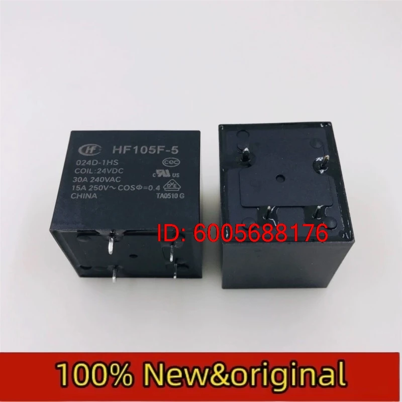10PCS HF105F-5-024D-1HS set of normally open 4-pin 30A240VAC Hongfa small high-power relay Original & Brand New