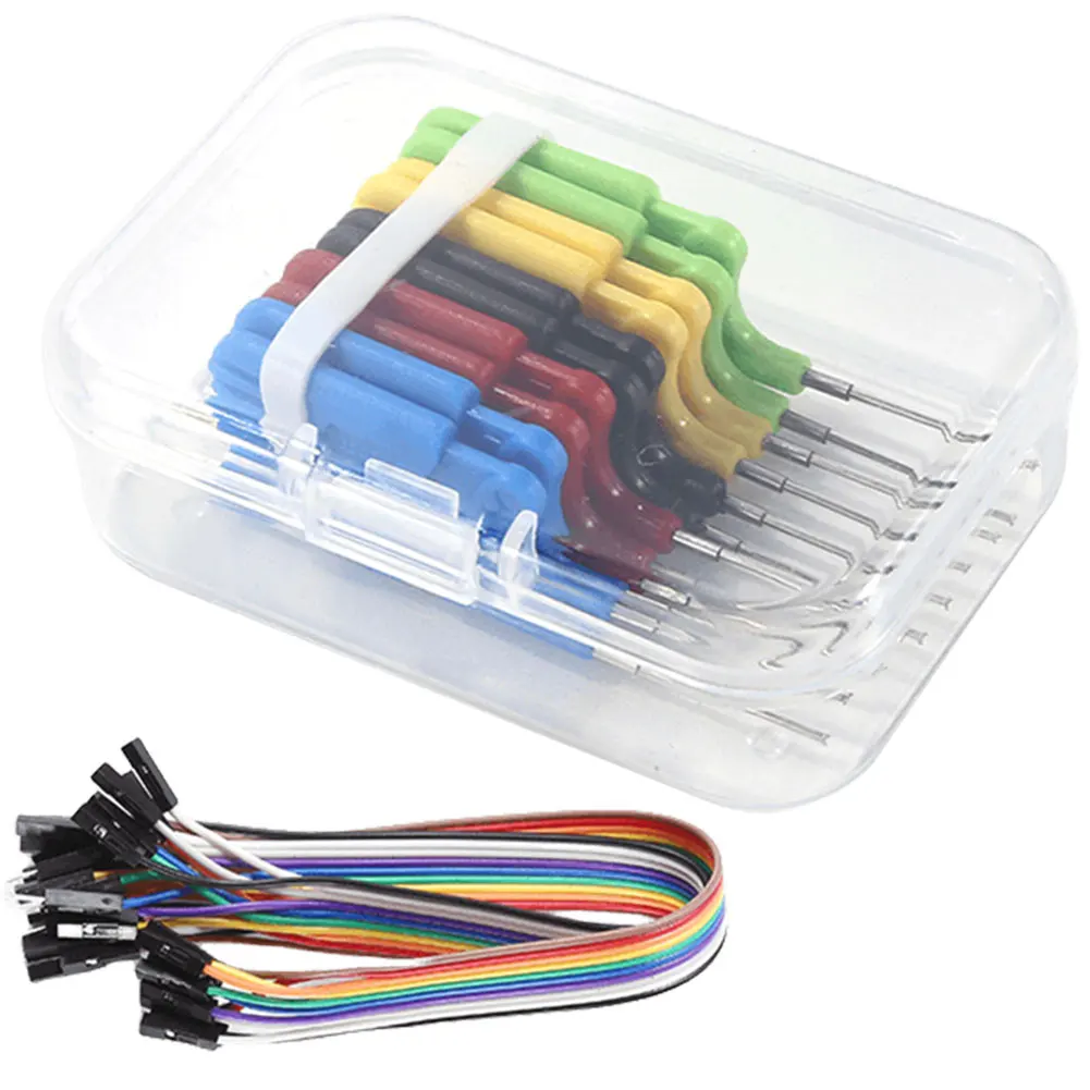 10pcs/set SDK08 IC Test Hook Clips 40V Test Clips with Jumper Wires Chip Foot Clip 2A Micro IC Clamp for Electrical Testing