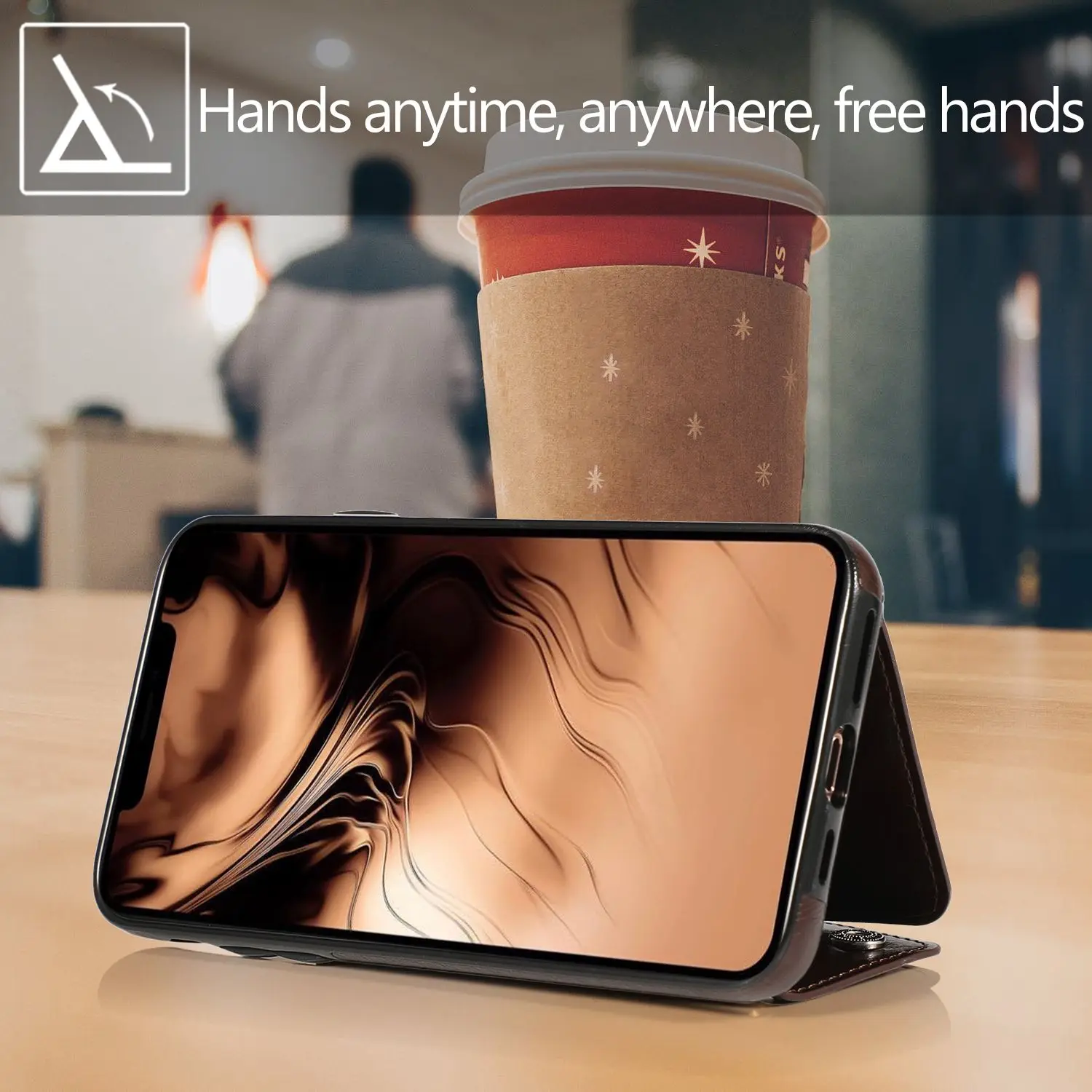 ARY-ffor 아이폰 11 프로 맥스 지갑 케이스 가죽 신용 카드 슬롯 충격 방지 플립 커버 6.5 Inc