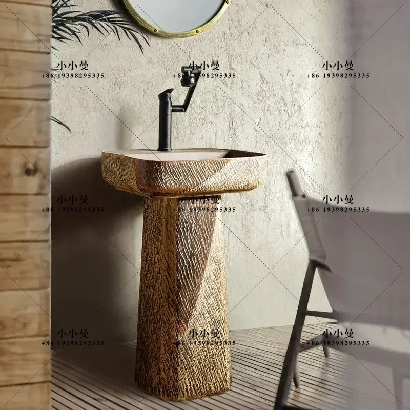 Laundry Table Bathroom Accessories Hotel Furniture Outdoor Courtyard Sink Retro Column Basin Crack Shelves Washbasin Mop Sink
