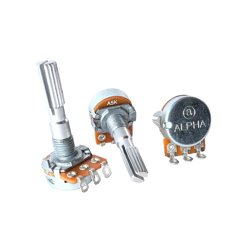 1PC ALPHA Aihua 16Type Single Potentiometer A5K Amplifier Audio Switch Wiring Hole foot shaft length 28mm