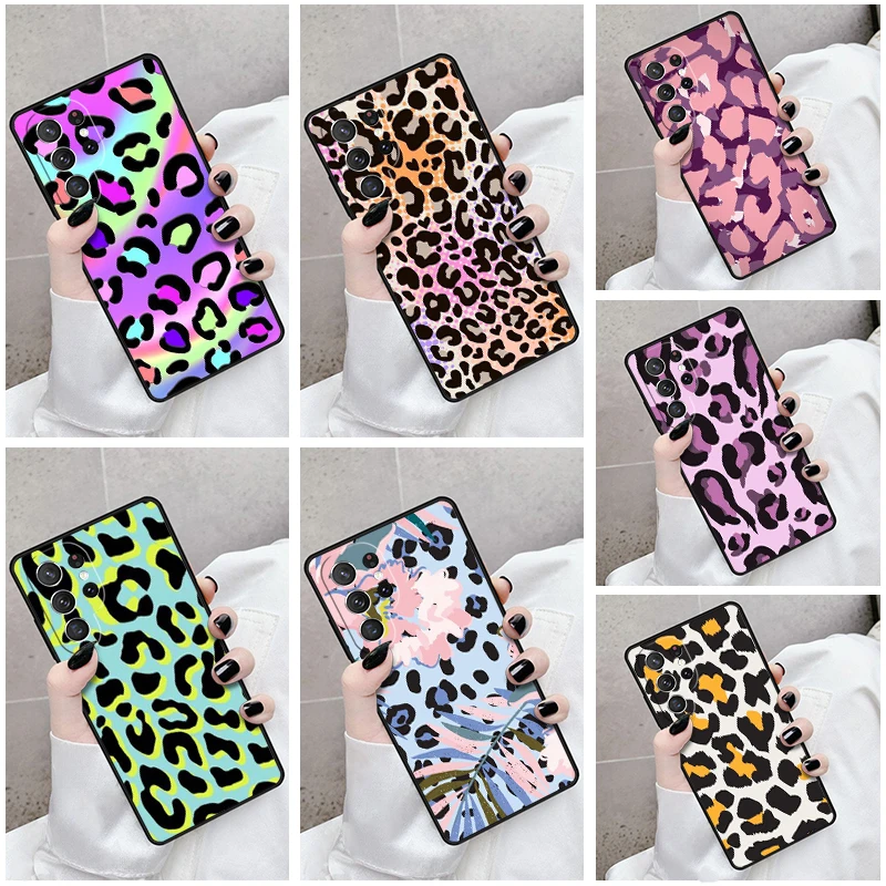 삼성 갤럭시 휴대폰 케이스, S24, S23, S21fe, S22 울트라 플러스, 노트 10, 20, S8, S9, S10 커버, 레오파드 무늬