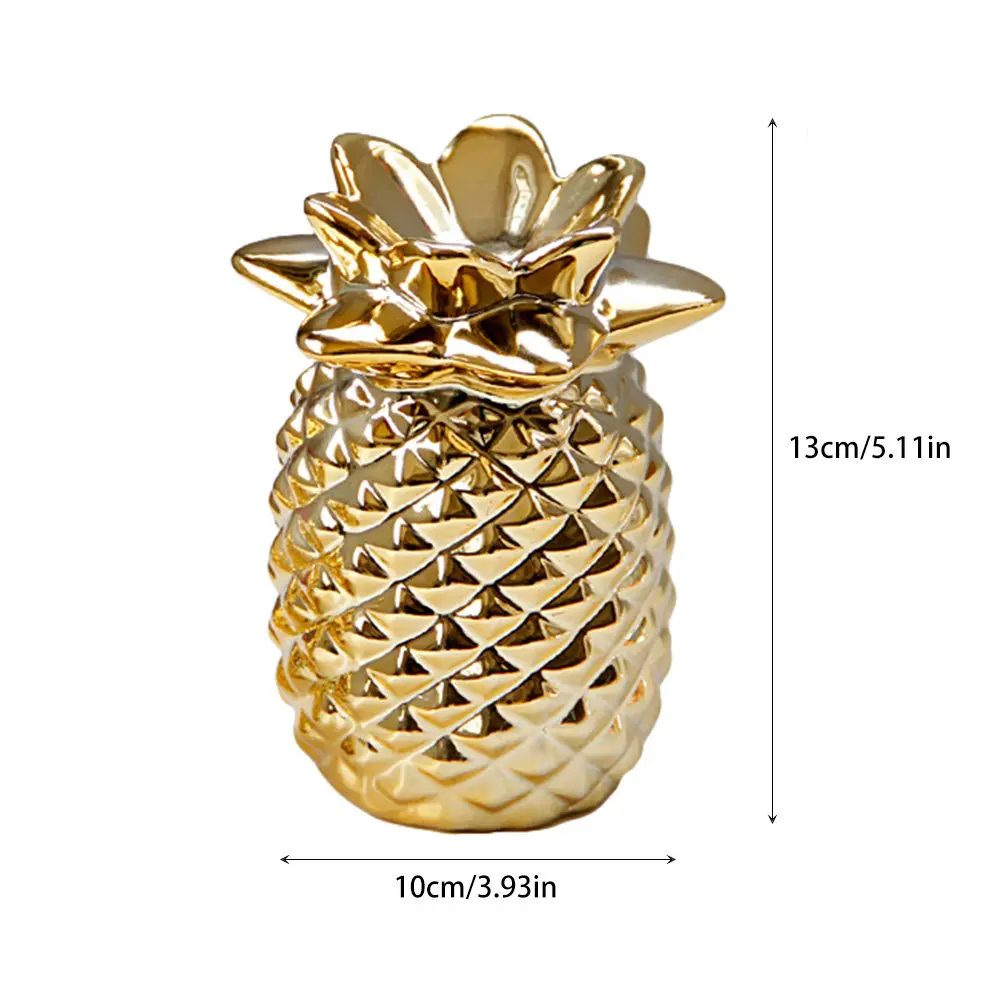 Golden Pineapple Ceramic Ornament Elegant Home Decor Table Adornment for Living Room Kitchen Bookshelf Coffee Table Birthday