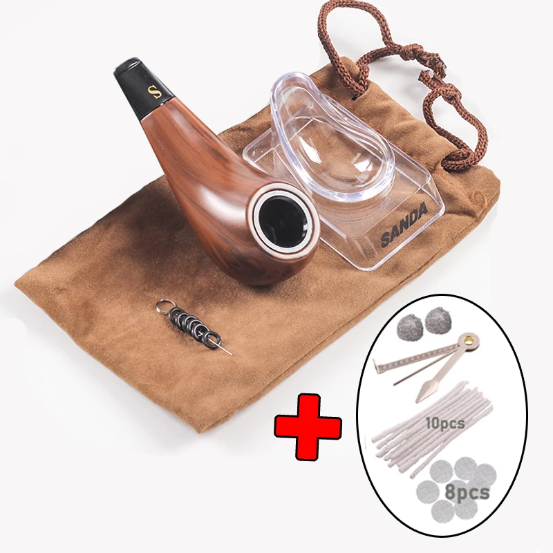 High quality Mini Creative Smoking Pipe Wooden Microfilter Tobacco Pipe Reducing Tar Recyclable Cigarette filter Smoking Gadgets