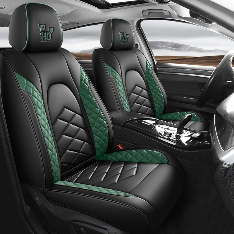 Universal Leather Car Seat Cover for SUVs Sedans Trucks Breathable Easy-Clean Comfortable Fit Airbag Port Waterproof Accessories