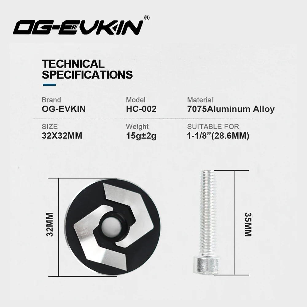 OG-EVKIN HC-002 알루미늄 합금 헤드셋 스템 탑 캡, 프론트 포크 산악 도로 자전거용 알루미늄 합금 볼트, 1-1/8 인치 28.6mm