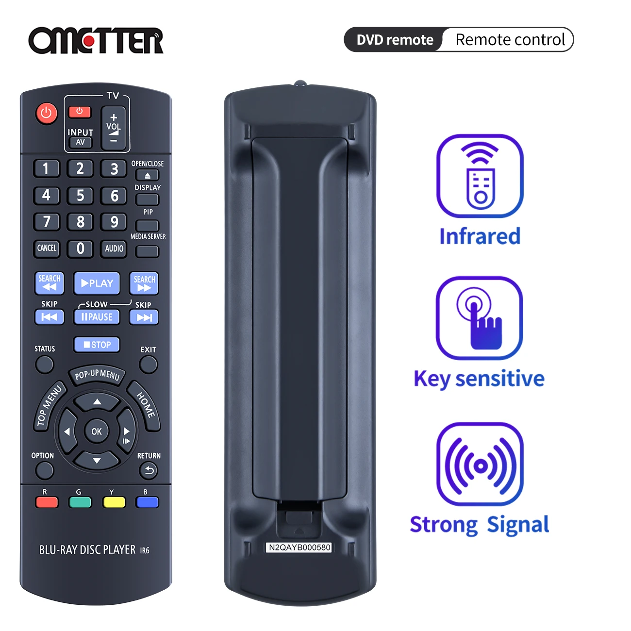 

N2QAYB000580 For Panasonic Blu-ray DVD Player Remote Control DMP-BD45P-K N2QAYB000722 DMP-BD871 DMR-BD120 DMP-BD45GN DMP-BD45K