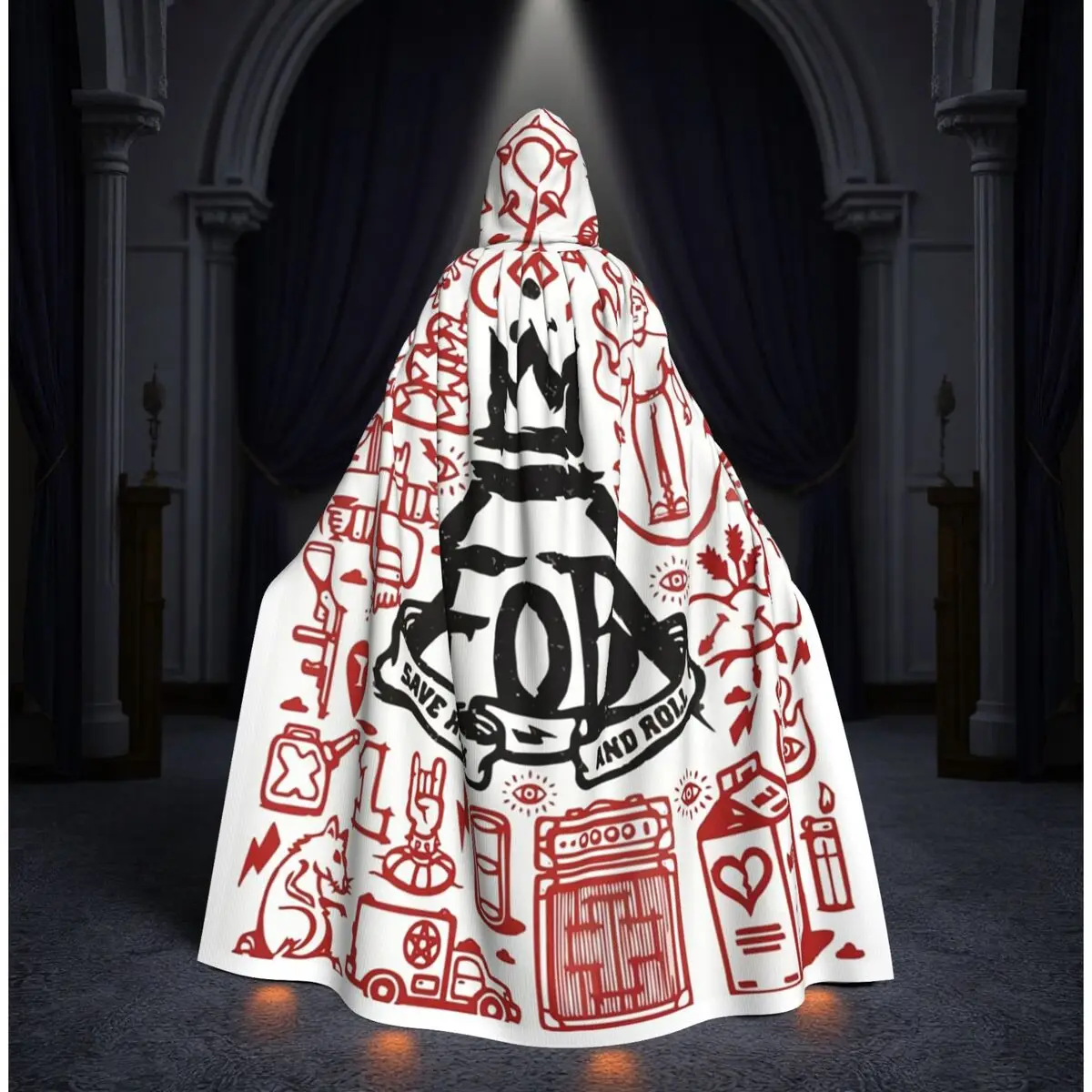 

Fall Out Boy Long Hooded Cloak Witch Medieval Costume Cosplay Cape HalloweenVampire Adult Unisex