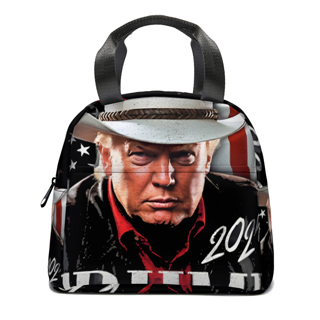 

Cowboy Trump Lunch Box Women Multifunction Cooler Thermal Food Insulated Lunch Bag Kids Portable Picnic Tote Bags