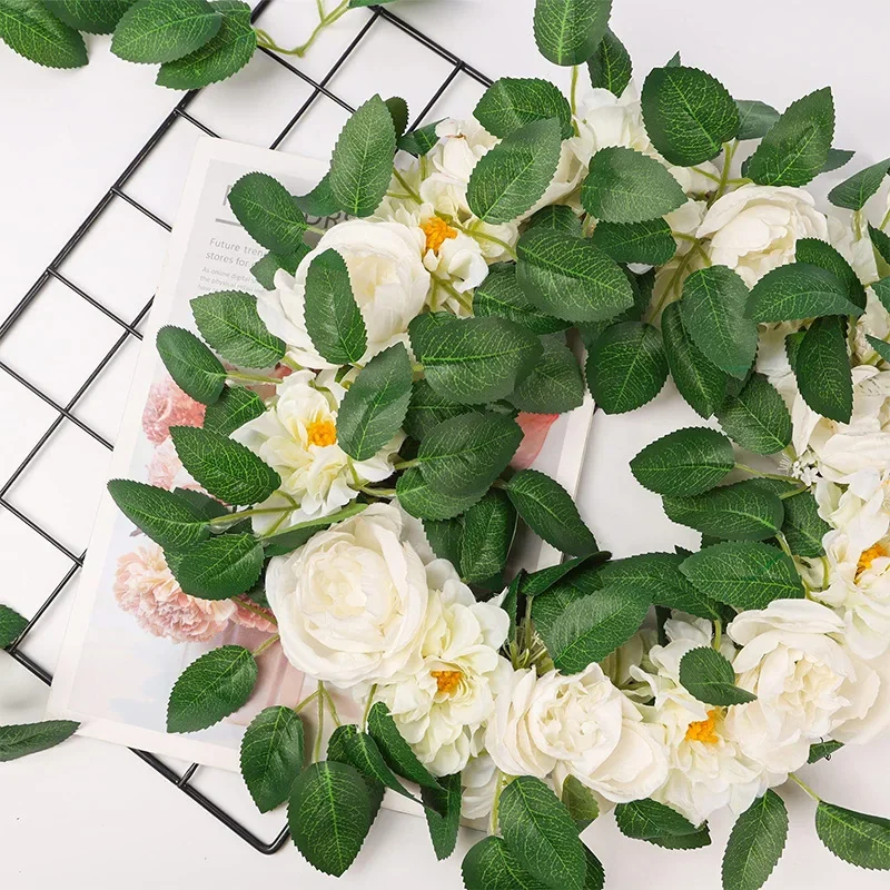 50pcs Bulk Artificial Greenery Rose Flower Leaves for DIY Wedding Bouquets Party Decorations Rose Vine Wreath Garlands