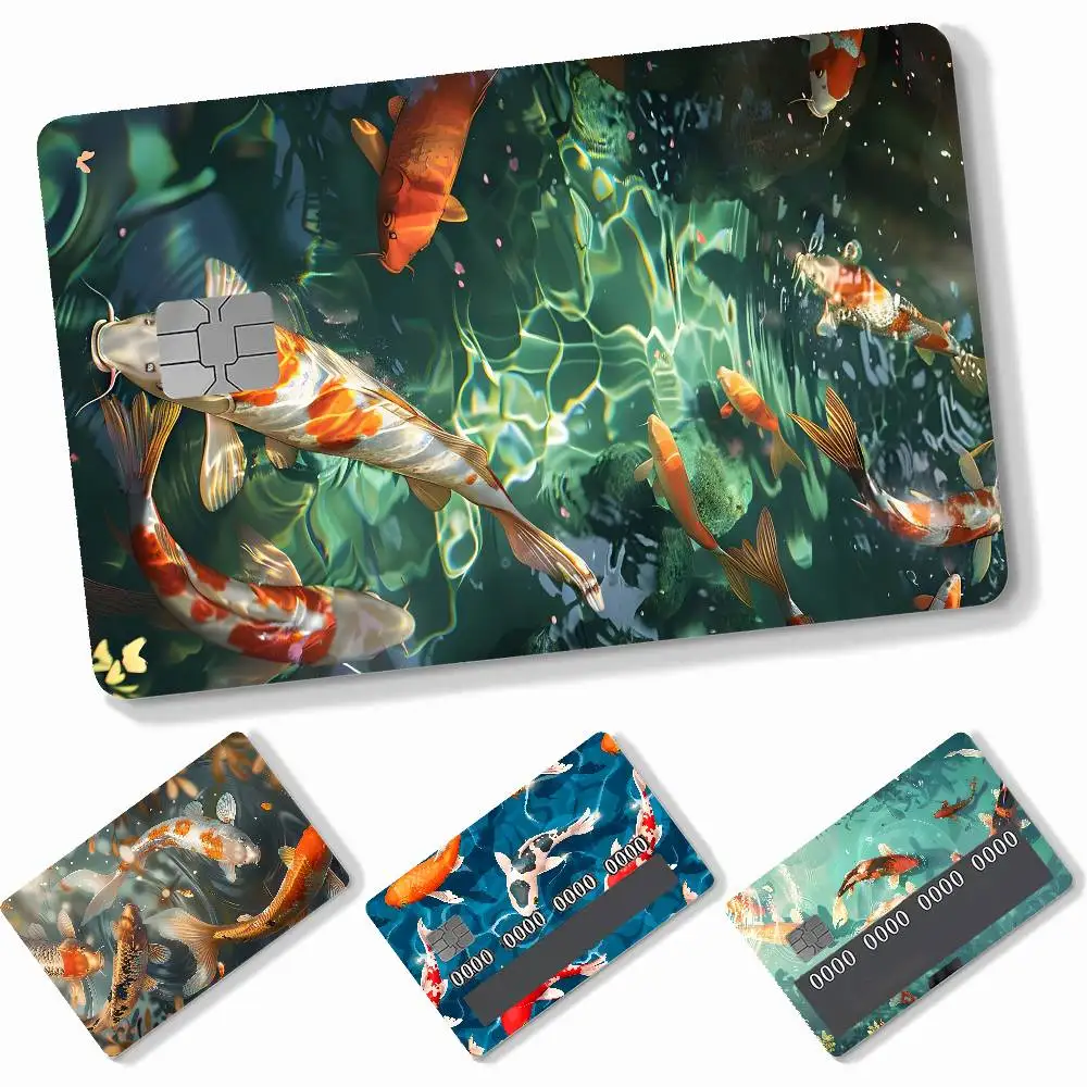 Fish  4pcs Credit Card Skin Stickers Suitable for Bank  Transit Pass Decorative Cover