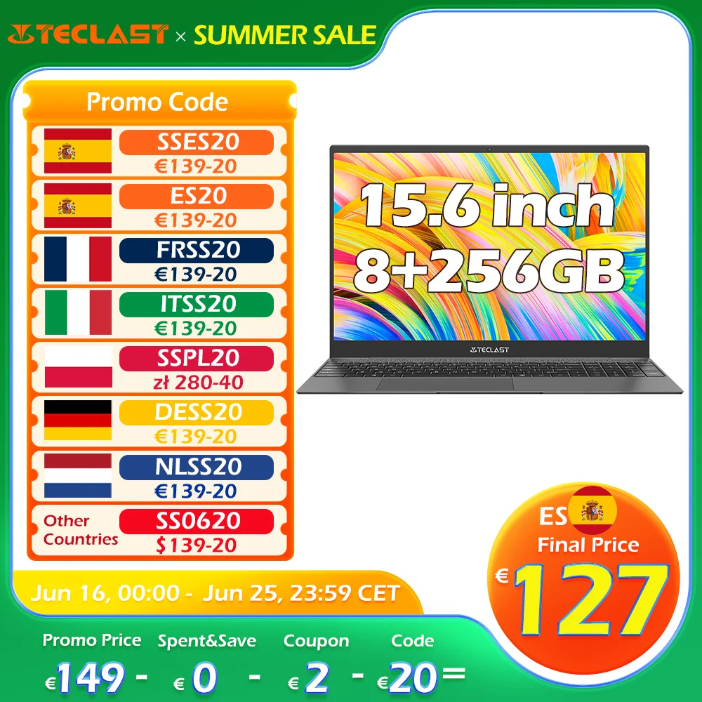 Teclast f15 plus 2 laptop 15.6 Polegada windows 11 laptop 8gb ram 256gb ssd gemini lake n4120 usb3.0 mini-hdmi teclado de tamanho completo
