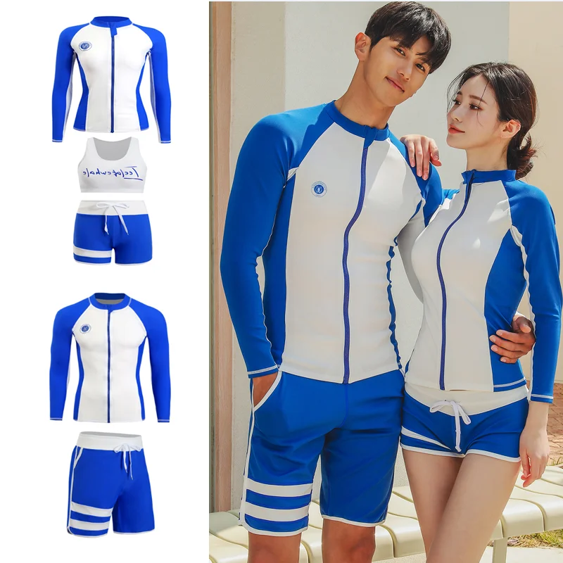 Couple Diving Suit Split Long Sleeve Swimwear Conservative Flat Angle Sports Beach Surfing Large Swimwear 2023 New