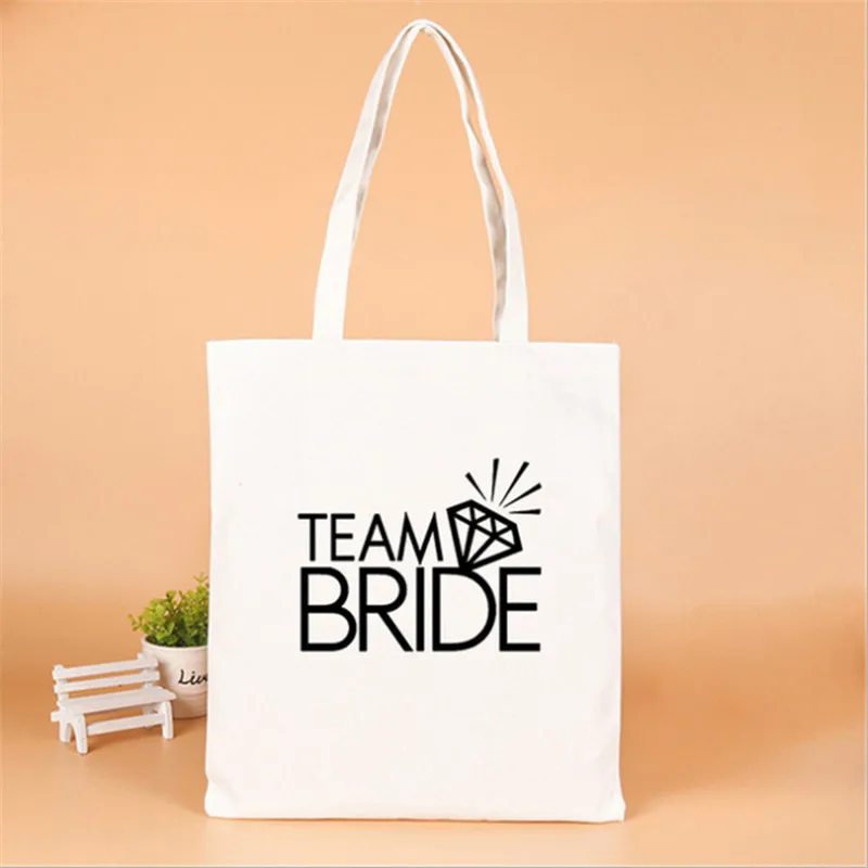 Foldable Bridesmaid Bag Wedding Shoulder Bag Bridal Bachelorette Party Gifts Team Bride Pattern Handbag Tote Bags Shopping Bag