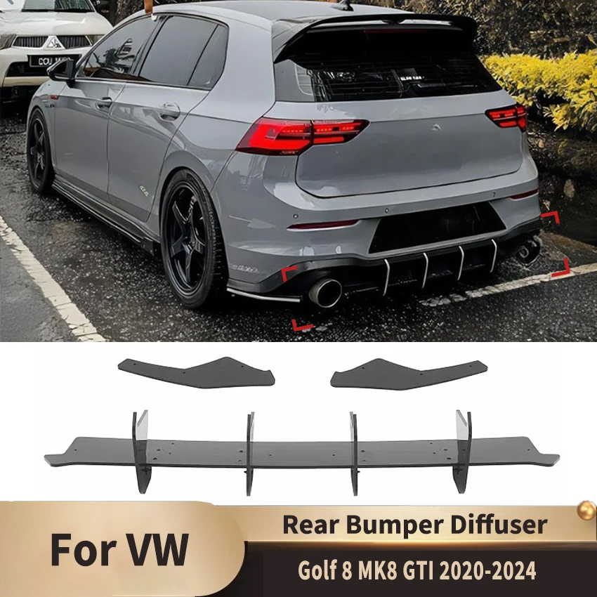 Rear Bumper Diffuser Maxton Style for VW Golf 8 MK8 GTI 2020-2024 Blade Rear Lip Spoiler Body Kit Splitter Protective Accessory