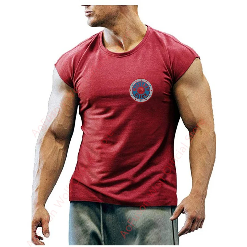 O-neck summer simple outdoor street muscle men's printed sleeveless T-shirt oversized loose men's clothing