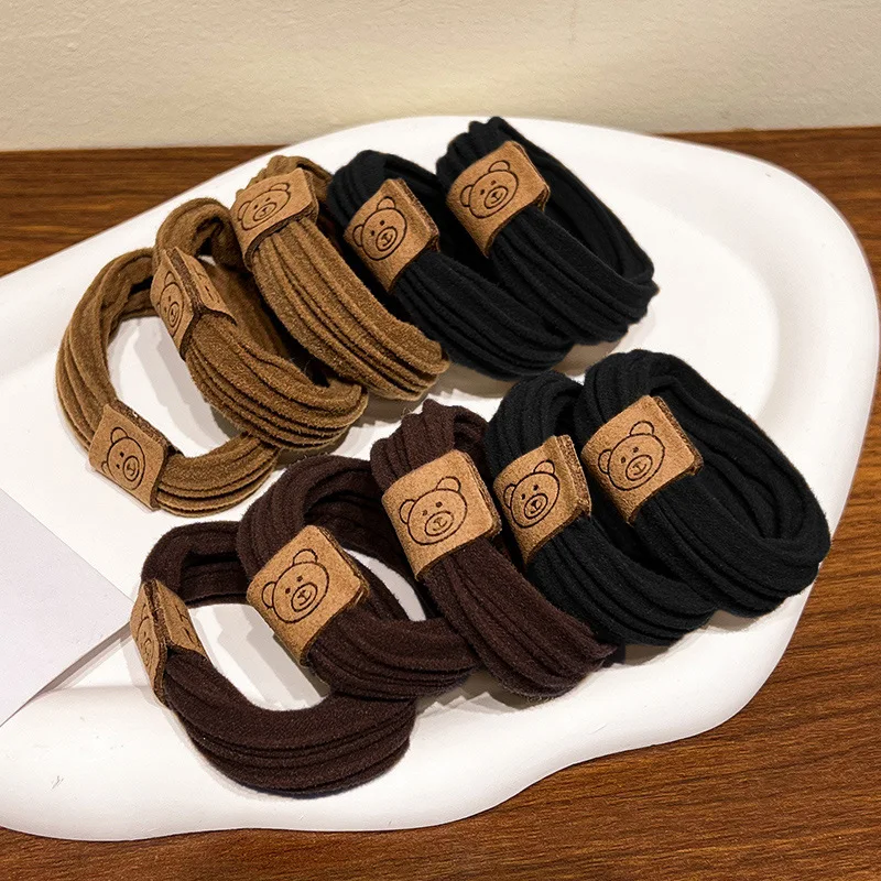 5pcs/set Thick Bear Hair Rubber Bands For Women Elastic Hair Tie Lady Nylon Hair Rope Gum Girl Scrunchies headband Accessories