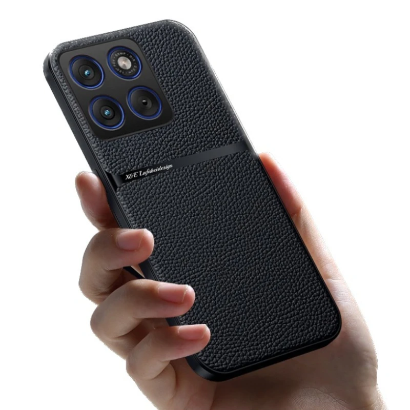 Skinlee For Moto Edge 70 Case Lychee skin silicone back shell Magnetic shockproof shell For Moto X70 Air Back Casing