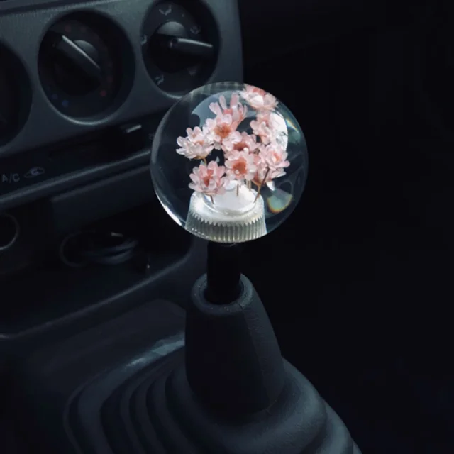 JDM Car Manual Shifter Head Shift Knob Stick Crystal Transparent Flower Gear Shift Knob czerwony różowy fioletowy żółty zielony