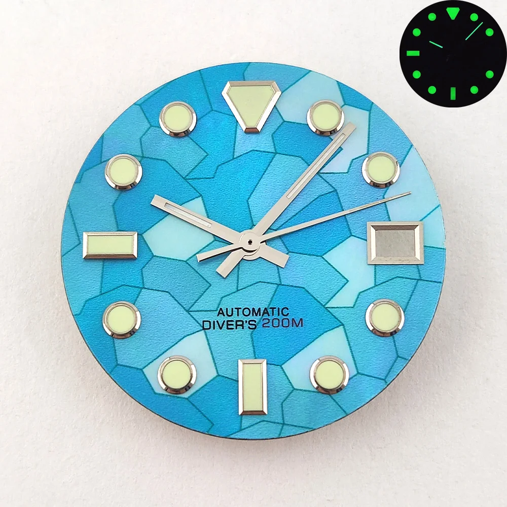 28.5mm Dial NH35 Dial High Quality Pearl Face Dial Glossy Dial Custom Logo NH36 Dial With Hands Watch Parts Fit NH35/36 Movement