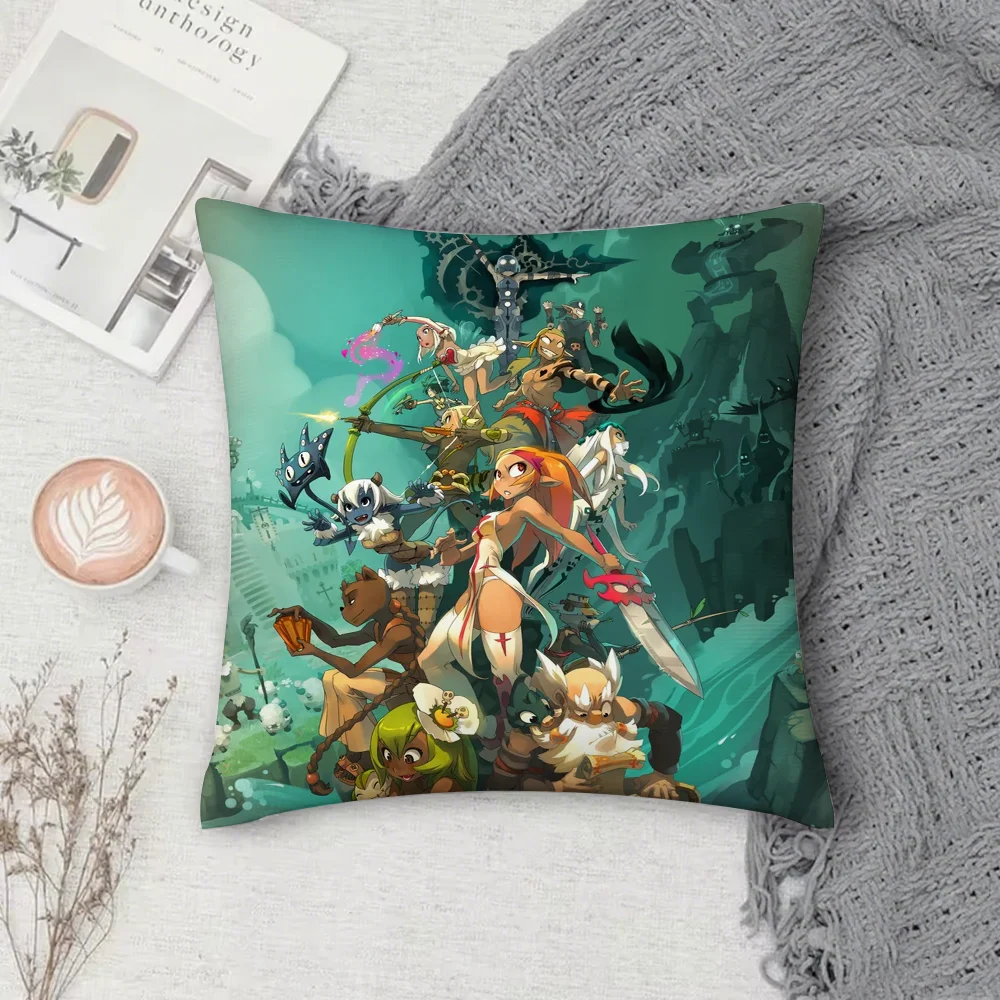لعبة فيديو W-wakfu MOMORPG مغامرة كيس وسادة مربع على الوجهين الطباعة قصيرة أفخم غطاء وسادة أريكة وسادة السرير