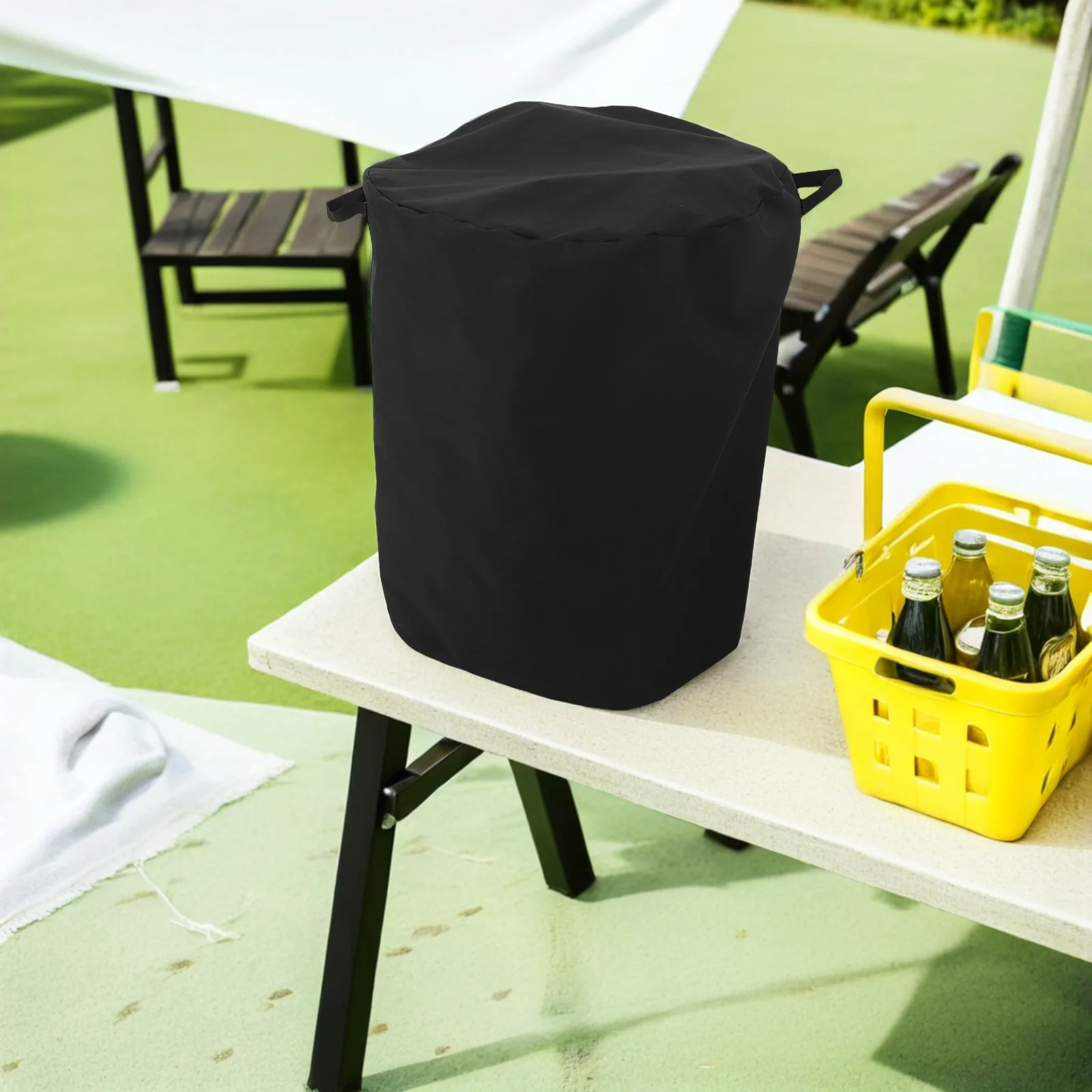 

Fire Pit Cover Round 29x23.58x23.58in Oxford Fabric Waterproof Weatherproof Protector with Drawstring Handles for Patio Heater