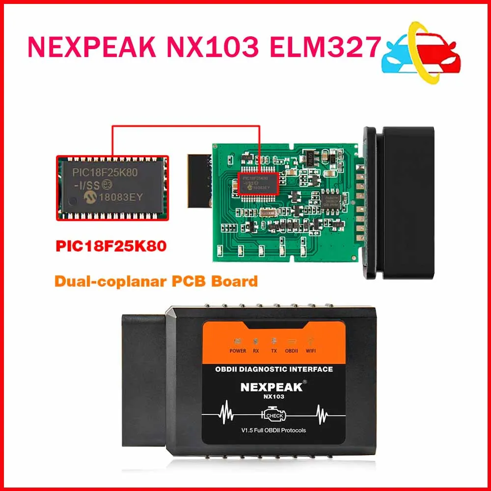 

NEXPEAK NX103 ELM327 V1.5 WIFI OBD2 Scanner Car Diagnostic Tool Pic18f25k80 Obd2 Scaner Auto Diagnostic Scanner ELM327