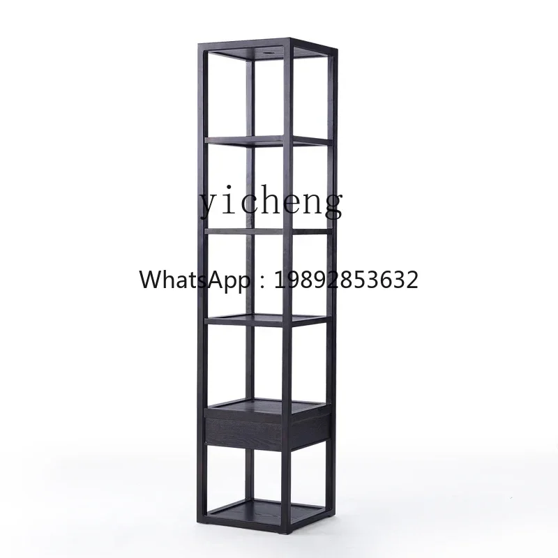 D1New Chinese  Solid Wood Bookcase Floor-to-ceiling Antique Display High Cabinet Hollow Decoration Display Cabinet