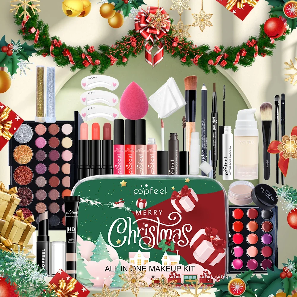 Christmas Cosmetic Sets Makeup Gift Set Makeup Bundle Includes Foundation Eyeshadow Palette Lipstick Eyeliner Mascara for Ladies