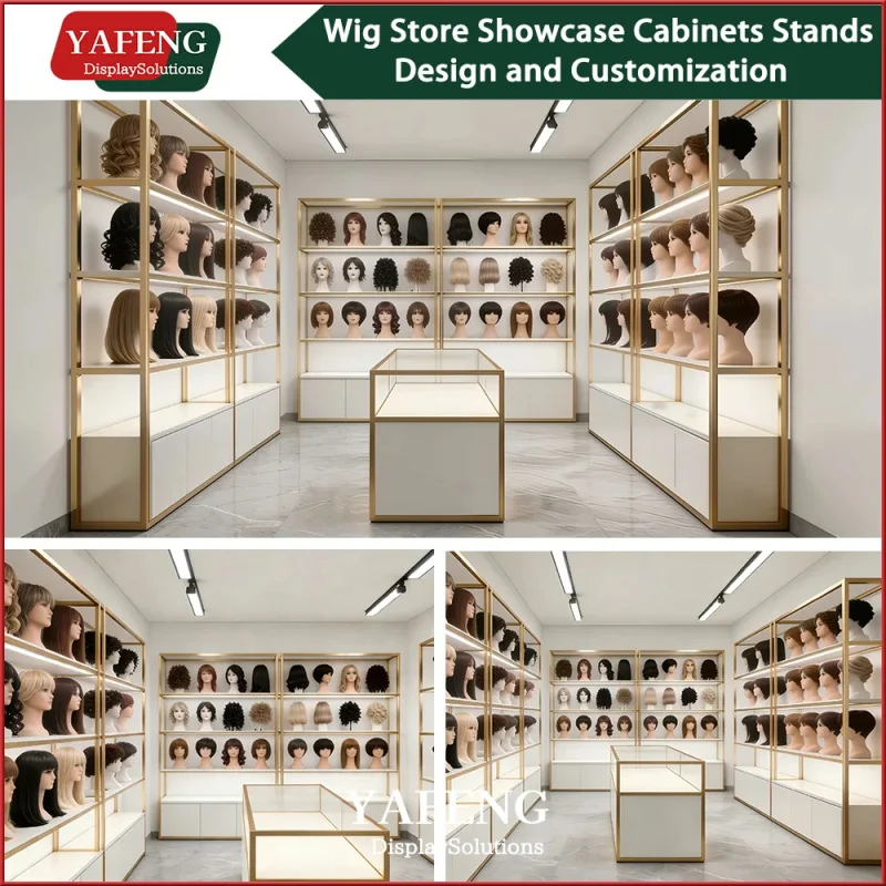 custom.Design Custom Wig Display Mannequin Display Rack Stand Shop Shelves Hair Salon and Beauty Products Showroom