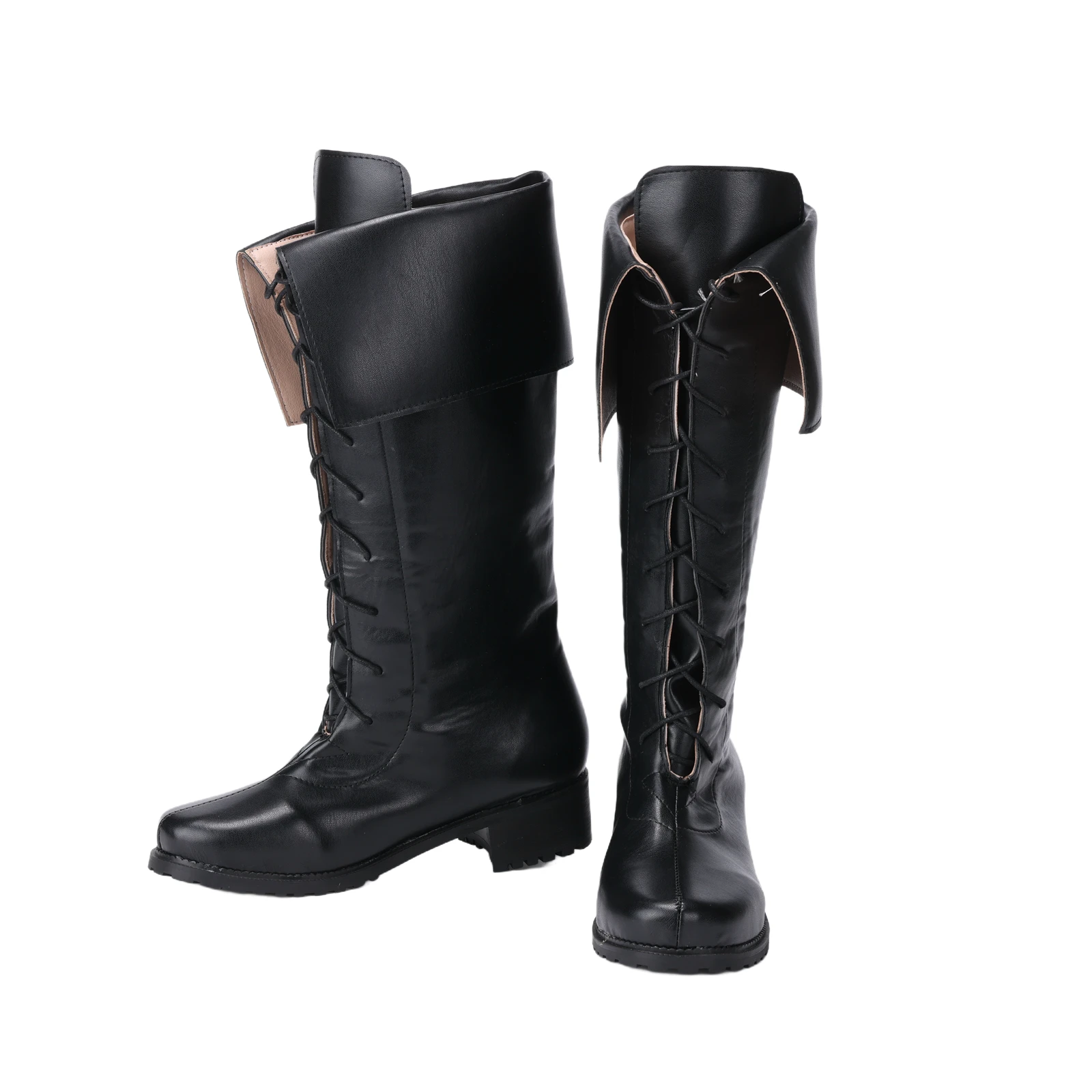 Men's Medieval Renaissance Viking Gothic Leather High Boots Pirate Costume Halloween Cosplay Shoes