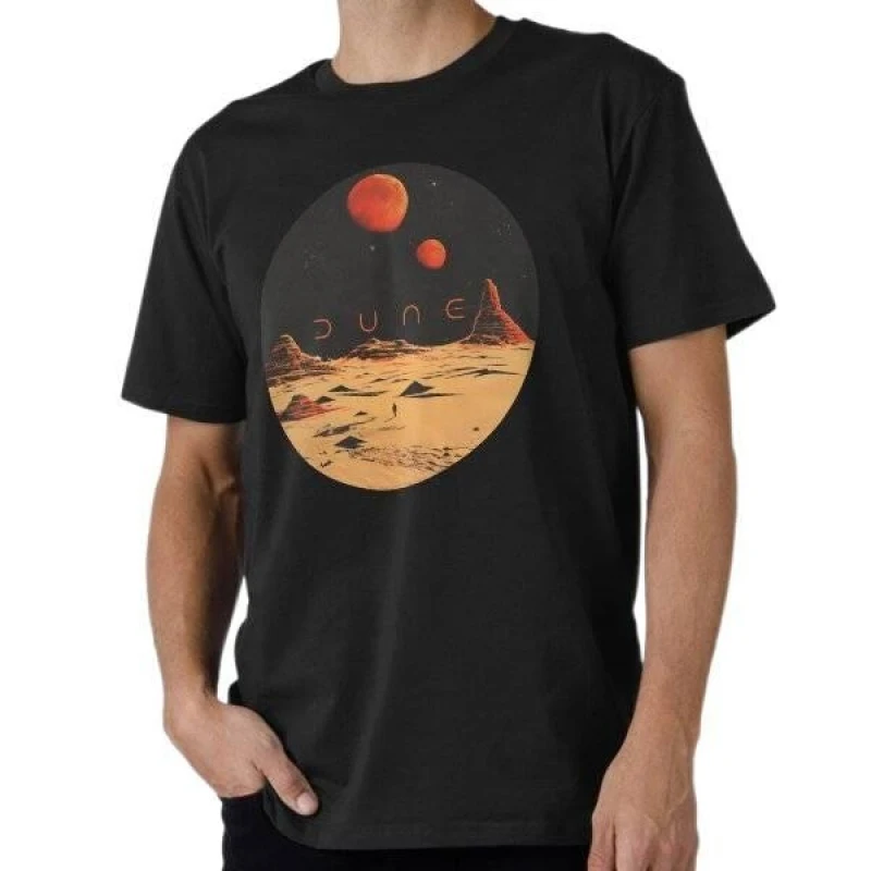 

Arrakis at Night Dune worm Sandworm Sic fi fan Gift t shirt 100% cotton printed Short-sleeve Graphic clothes All size Tops S-6XL