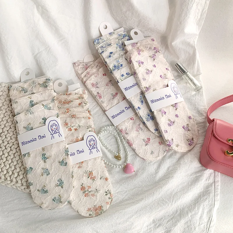 Lace Socks Children Summer Thin Small Floral Tube Socks Outer Wear