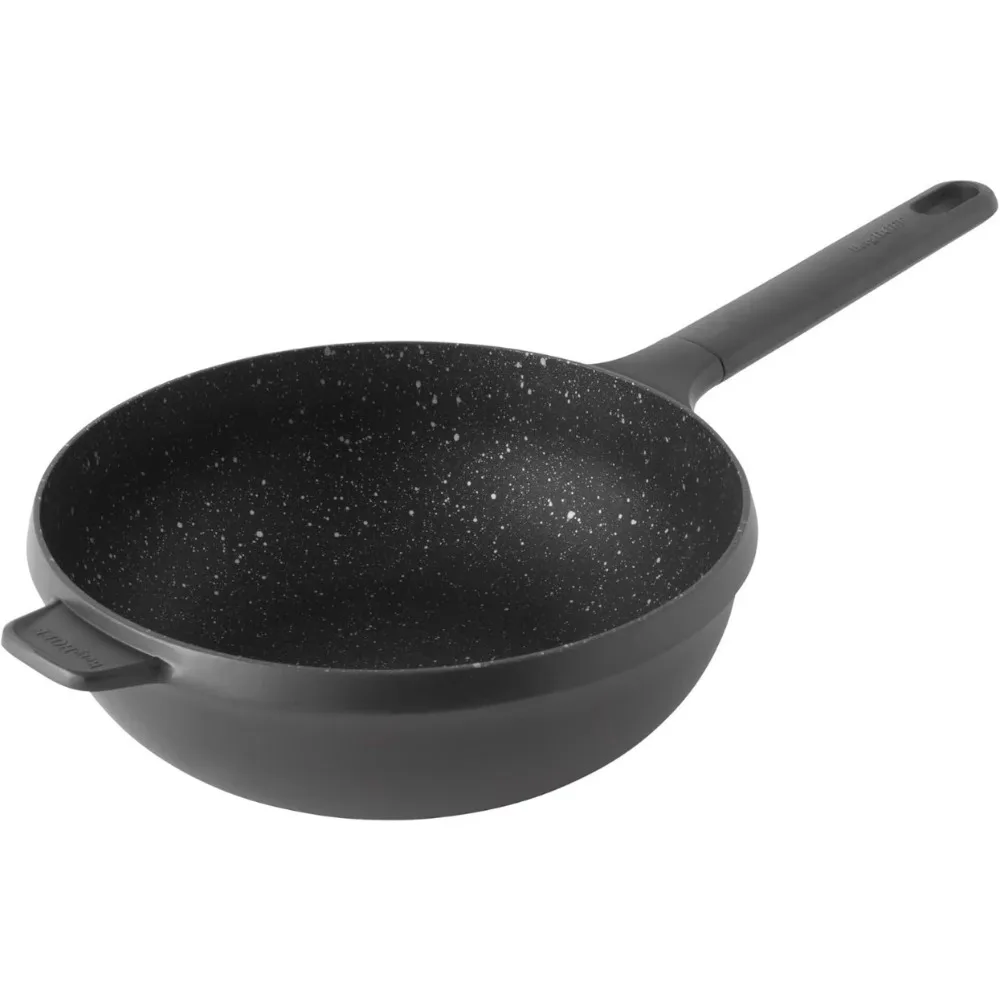 

Non-stick Cast Aluminum Stir-Frying Pan 10" 3.0 qt. Black Stay-cool Handle, PFOA Free Coating Induction Cooktop Fast Heating