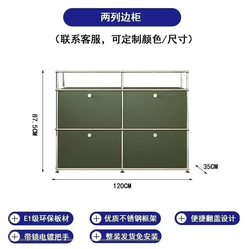 Woonkamer dressoir opbergkasten modulaire combinatie metalen frame voor kantoorladen grote opbergruimte aanpasbaar olijfgroen