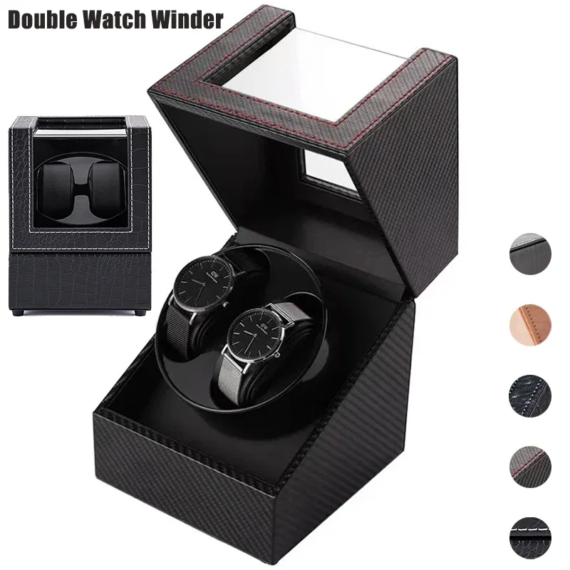 2 Slots Watch Winder for Automatic Watches Watch Box Automatic Winder Use USB Cable for Men with Quiet Motor