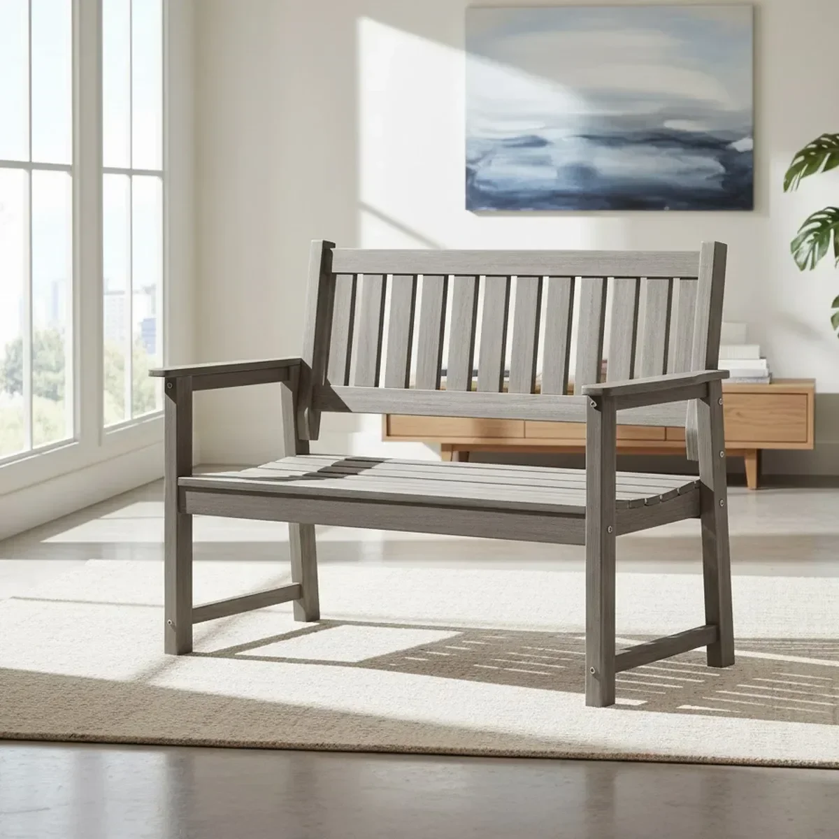 Durable Outdoor Garden Bench 2 Seater All Weather Poly Lumber Heavy Duty Patio Furniture