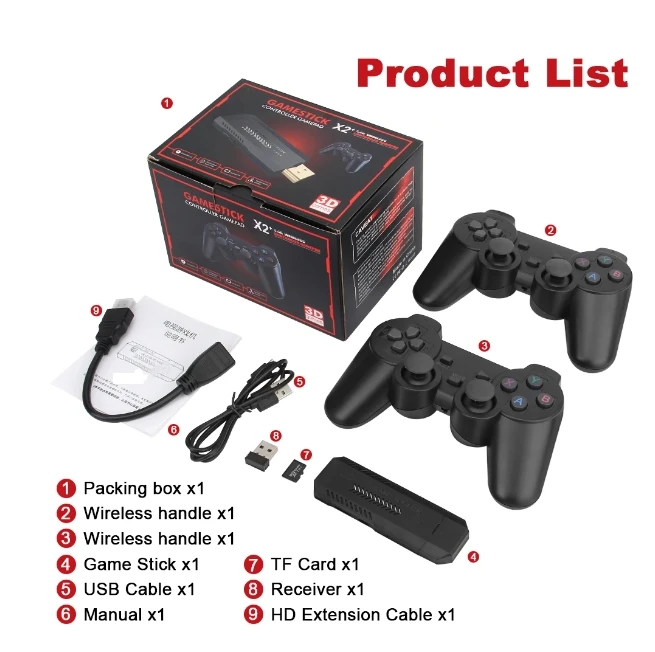 [أصلي] X2 Plus Games Stick 64/128/256GB وحدة تحكم محمولة TV GD10 Pro مشغل ألعاب محمول ألعاب ريترو وحدة تحكم لاسلكية فيديو
