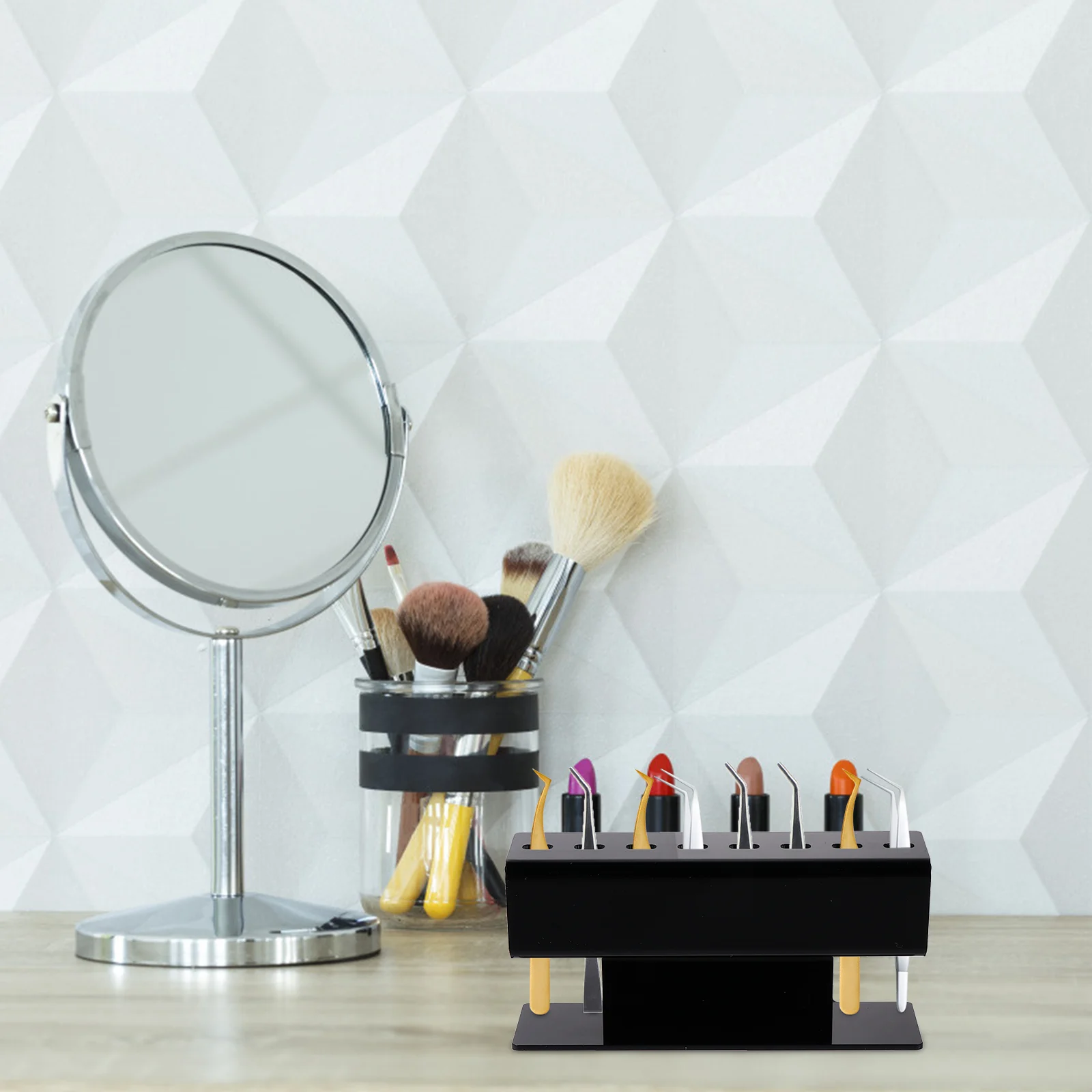 Soporte para pinzas de pestañas, organizador de soporte para pinzas, estantes de almacenamiento para exhibición de maquillaje, suministros de extensión