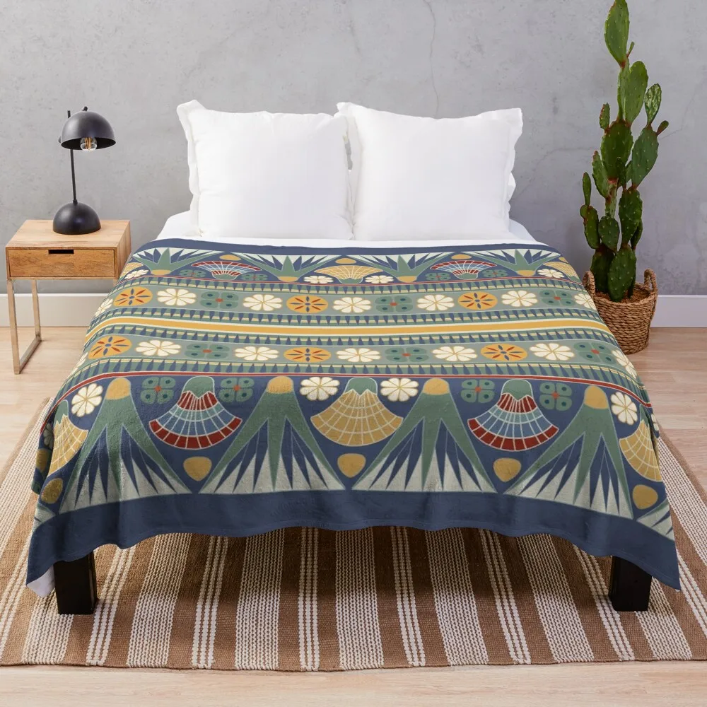 

Classic ancient Egyptian Lotus frieze Throw Blanket Winter bed blankets Vintage Blanket Furry Blanket