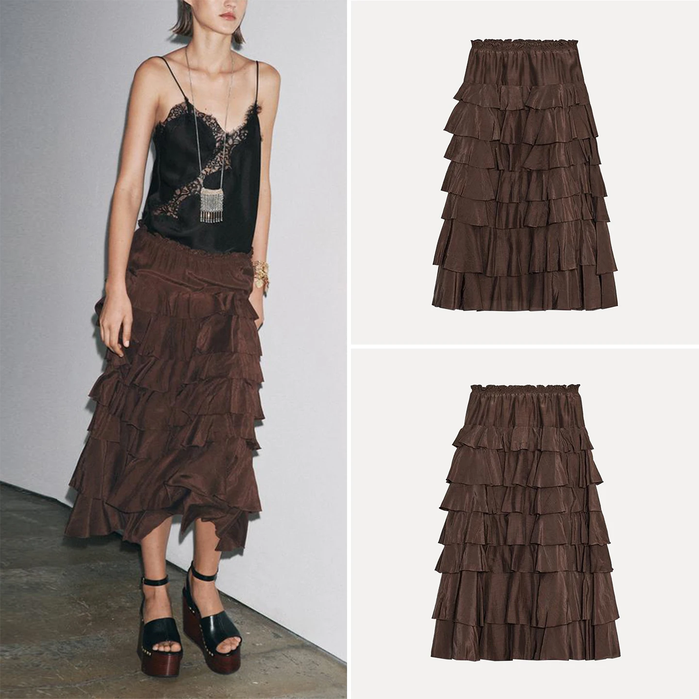 

Модная многослойная юбка-миди с украшением, женская юбка с индивидуальным принтом, все лето, Новое поступление, Z, полиэфирное волокно