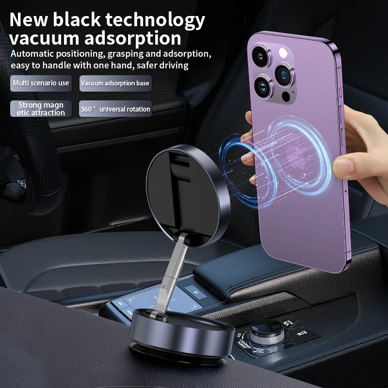 Electric vacum car holder For Magsafe Vacuum Magnetic Suction Cup Folding Swivel Stand 360° Rotation for iPhone Android Stand