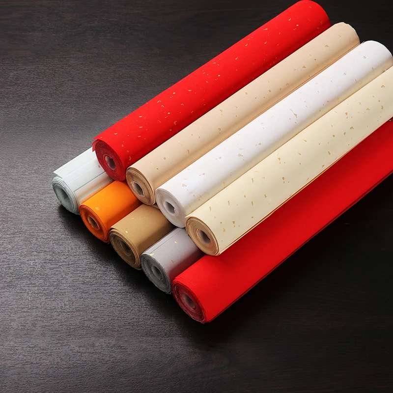 Batik Xuan Paper Color Golden Foils Half Ripe Xuan Paper Chinese Cursive Official Calligraphy Xuan Paper Thicken Rice Papier