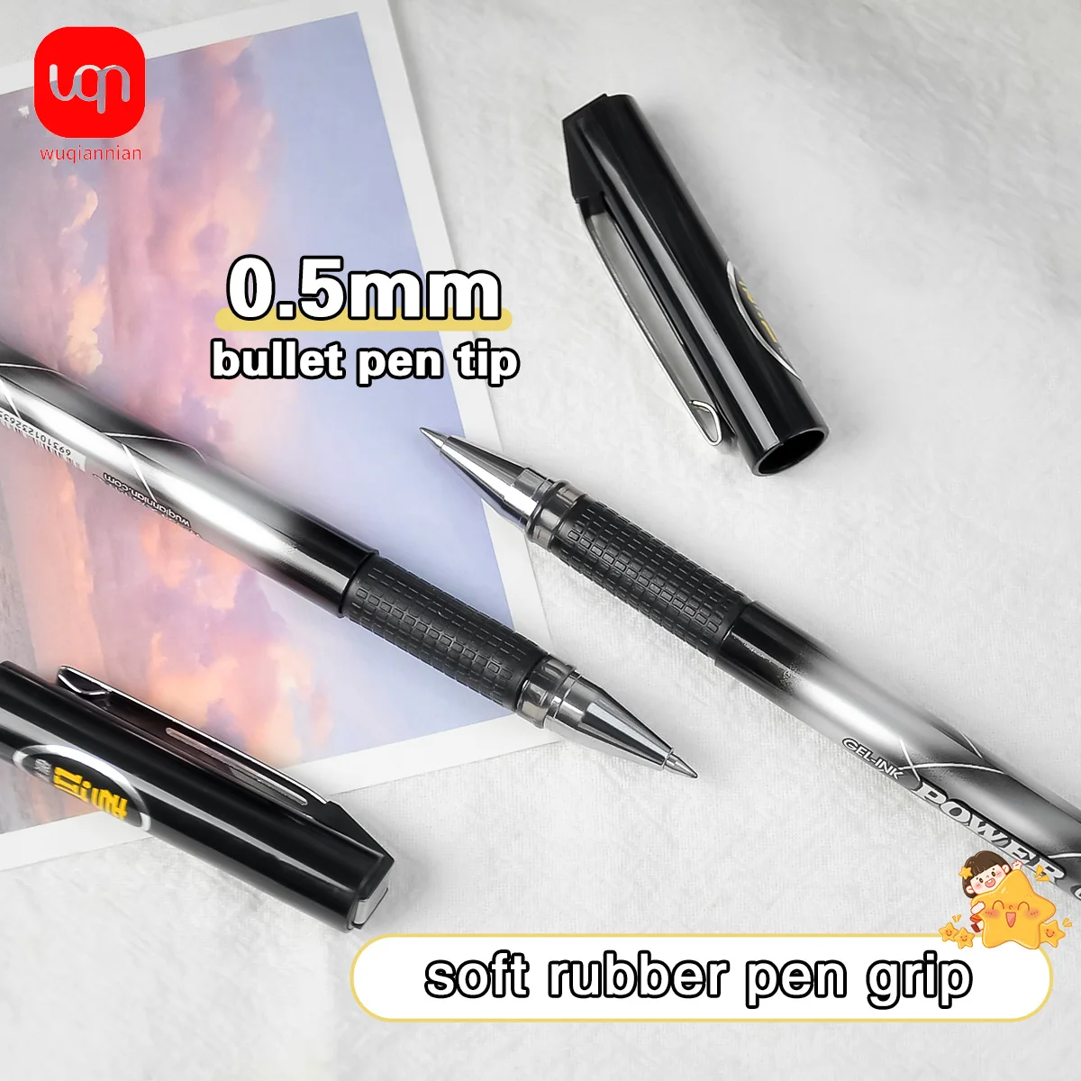 WQN 3/6/12 قطعة قلم كربون أسود 0.5 مللي متر محمول ومريح، سريع الجفاف، حبر عالي الجودة مستلزمات مكتبية مدرسية #6