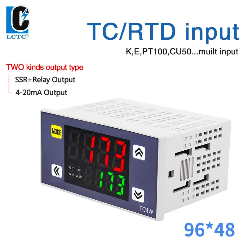 LCTC PID Temperature Controller Digital Ramp And Soak Intelligent Regulator Multiple Input SSR+RELAY 4-20mA Output 96*48 TC4W