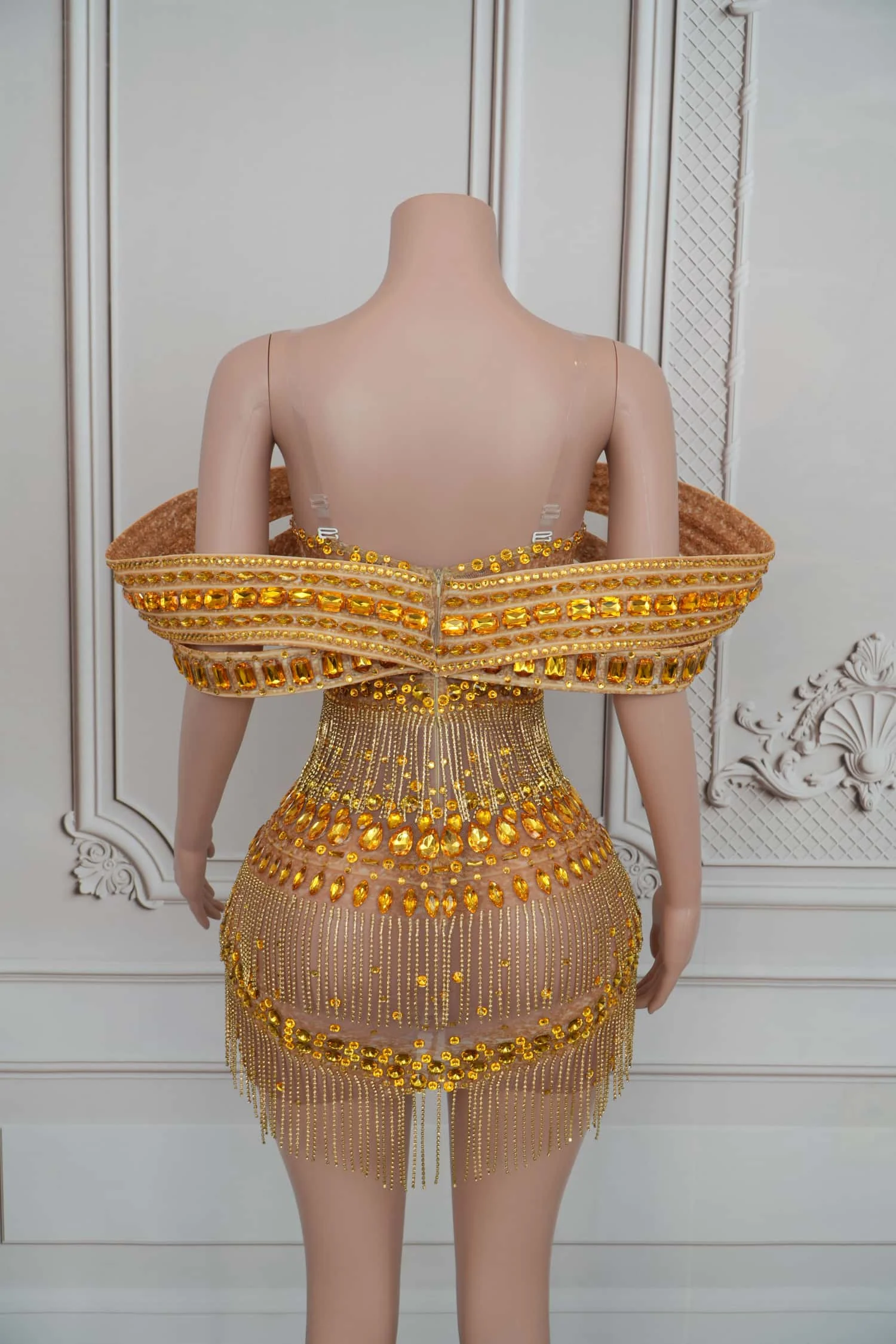 Minivestido de noche con cristales brillantes para mujer, diseño especial de lujo, Sexy, borla ajustada de alta calidad, traje de fiesta para celebración Midiexiang