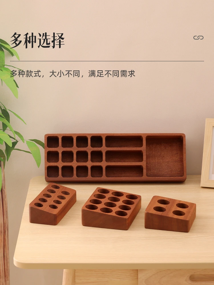 Black essential oil storage box display rack sub-bottling cosmetics multi-specification desktop finishing wooden box