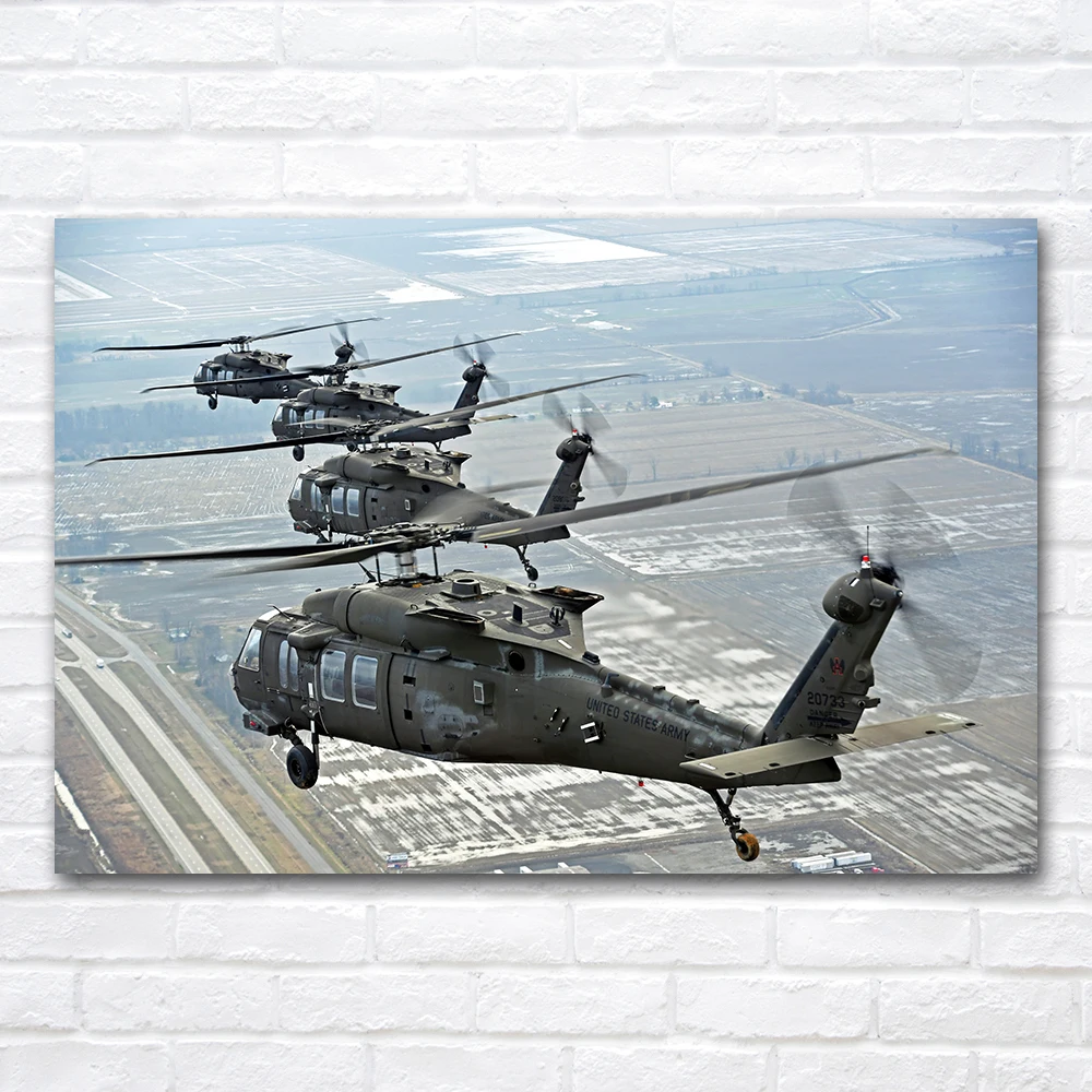 Sikorsky UH-60 Black Hawk Helicopter Posters & Prints Canvas Wall Art Painting for Home Room Decor